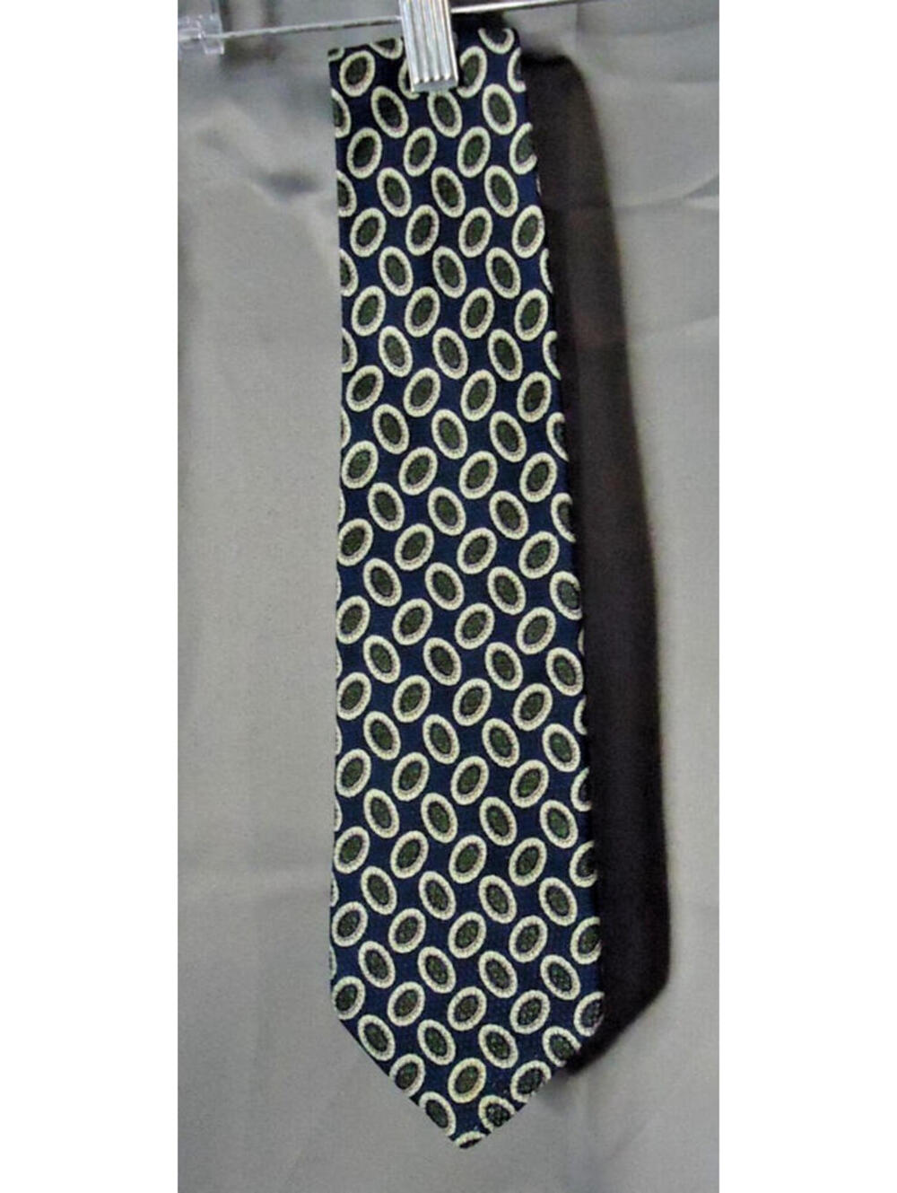 Brooks Brothers Makers Blue Green Geometric 100% Silk Handmade Necktie